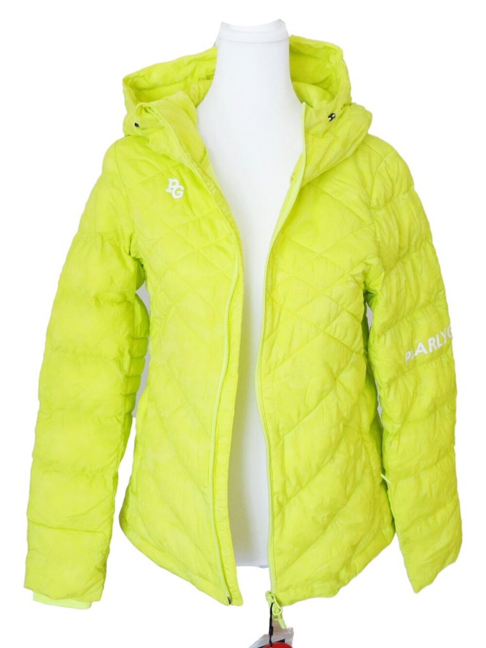 NWT PEARLY GATES Japan Womens Golf Neon Yellow Quited Padded Puffer Jacket 0 / S